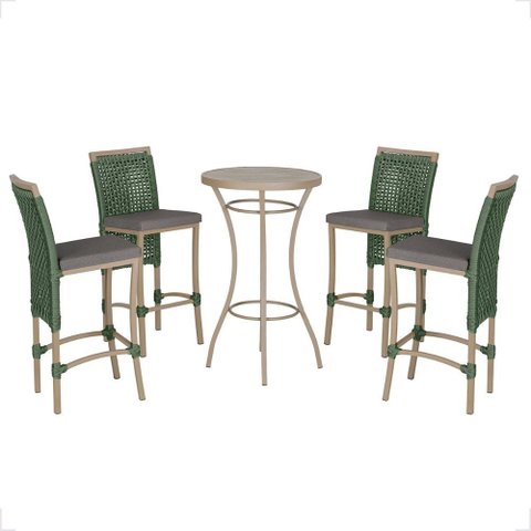 Mesa Bistro e 4 Banquetas Roma Fendi Corda Náutica 11 Trama Original