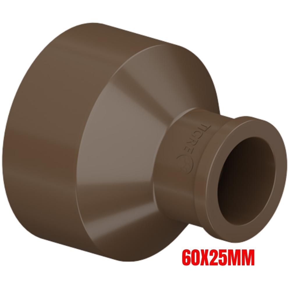 Bucha De Redução Soldável Longa PVC Marrom Para Tubo Água Fria De 2x3/4” Polegadas 60x25mm - 2