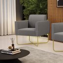Ver imagem 2 de Poltrona Base X Industrial Dourado Marisa Linho D03 - D'Rossi