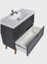 Ver imagem 4 de Gabinete para Banheiro com Cuba e Espelho Redondo 80cm Retro MDF Grafite Milano - On Móveis