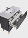 Ver imagem 5 de Gabinete para Banheiro com Cuba e Espelho Redondo 80cm Retro MDF Grafite Milano - On Móveis