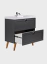 Ver imagem 6 de Gabinete para Banheiro com Cuba e Espelho Redondo 80cm Retro MDF Grafite Milano - On Móveis