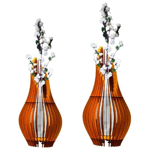 Vaso de Chão Decorativo Grande Andromeda Mdf:mdf Cru/kit com 2 - 85x30cm e 70x25cm