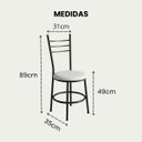 Ver imagem 2 de Cadeira Aço Ferro Linha Luxo Cozinha Buffet Estrutura Preta Liz:Branco