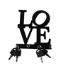 Porta Chaves Modelo Love Amor Madeira 100% MDF Com Pinos Pendurador Preto - 1