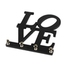 Porta Chaves Modelo Love Amor Madeira 100% MDF Com Pinos Pendurador Preto - 3