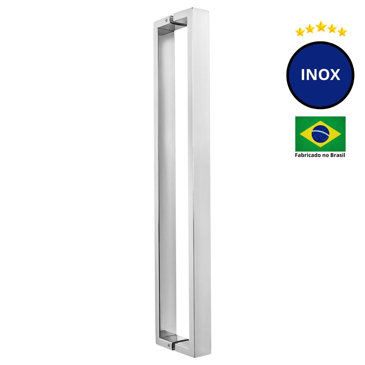 Puxador Porta de Madeira ou Vidro 4cm x 1,5cm Inox - Polido Loja da Indústria 615mm x 600mm - 2