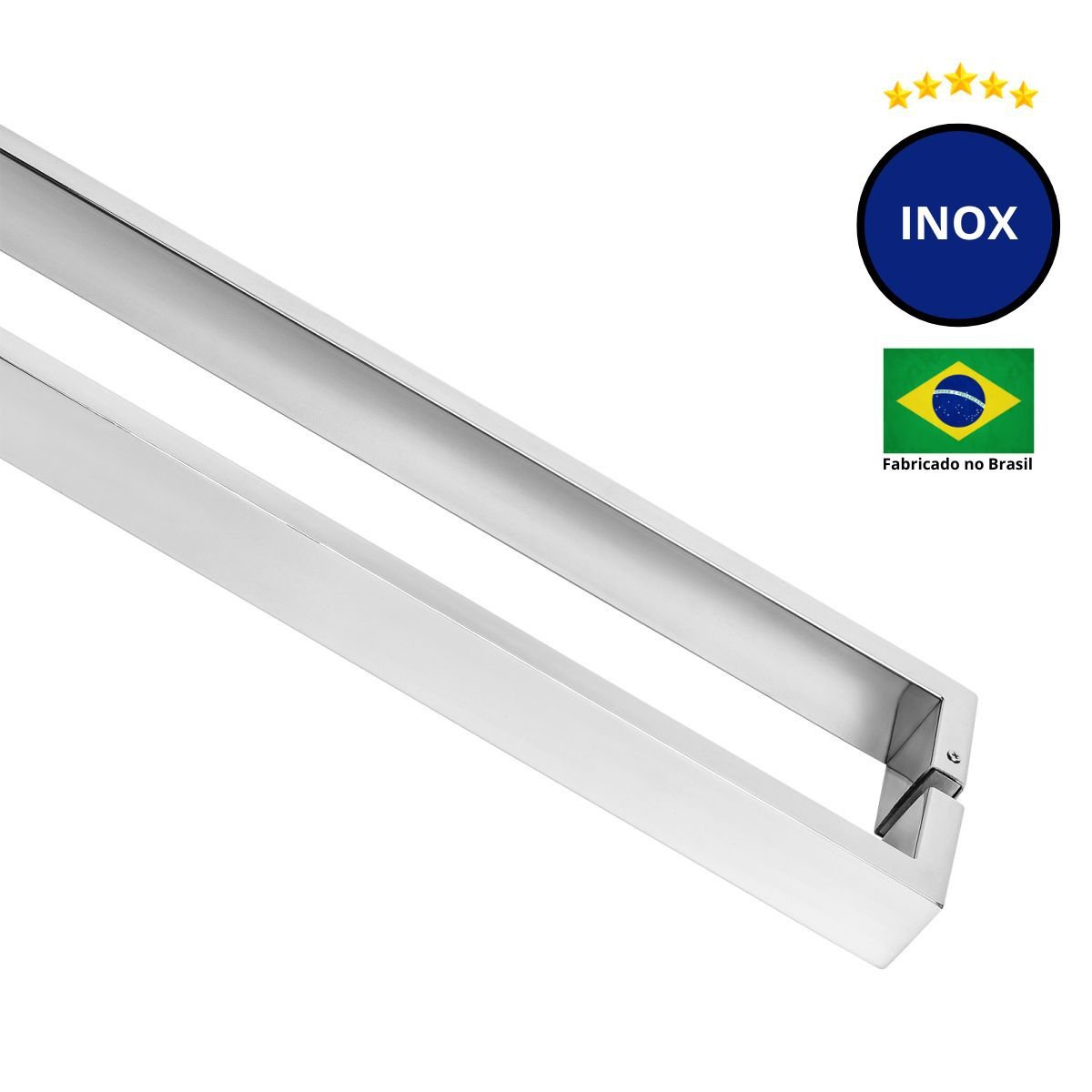 Puxador Porta de Madeira ou Vidro 4cm x 1,5cm Inox - Polido Loja da Indústria 615mm x 600mm - 3