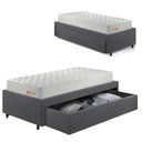 Ver imagem 1 de Base Box Cama Solteiro Sapateira Suede Cinza e Colchão Ecoline D33 Ecoflex 88x188
