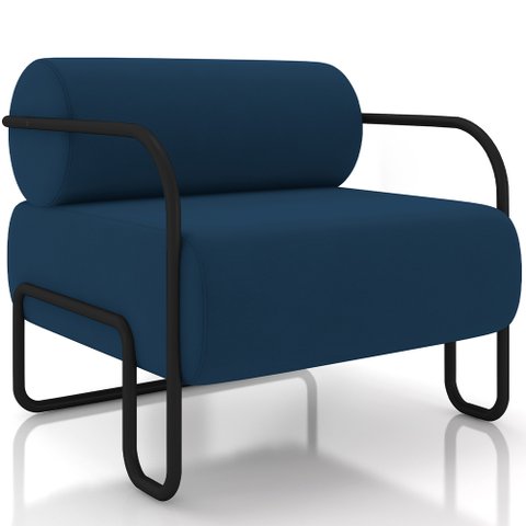 Poltrona Decorativa Pés Industrial Moscou K01 Veludo Azul Marinho - Lyam Decor