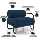 Ver imagem 4 de Poltrona Decorativa Pés Industrial Moscou K01 Veludo Azul Marinho - Lyam Decor