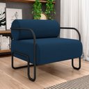 Ver imagem 2 de Poltrona Decorativa Pés Industrial Moscou K01 Veludo Azul Marinho - Lyam Decor