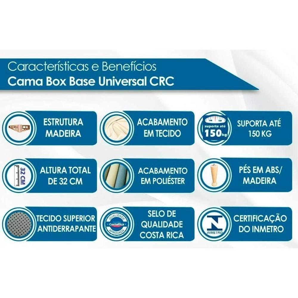 Cama Box Casal Colchão Molas Bonnel Luckspuma Montreal Spring + Base