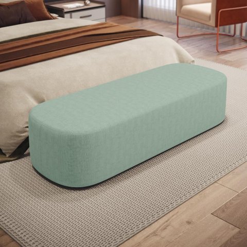 Puff Decorativo Orgânico para Living Quarto 195cm Doha W01 Linho Verde Menta - Lyam Decor