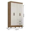 Ver imagem 2 de Guarda Roupa Solteiro Lite 4 Portas Nature Off White - Móveis Leão
