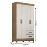 Guarda Roupa Solteiro Lite 4 Portas Nature Off White - Móveis Leão - 2