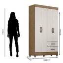 Ver imagem 3 de Guarda Roupa Solteiro Lite 4 Portas Nature Off White - Móveis Leão