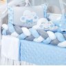 Kit Berço Completo Nuvem Trança Com 12 Peças Bebê Menina Menino - Azul Bebê - 2
