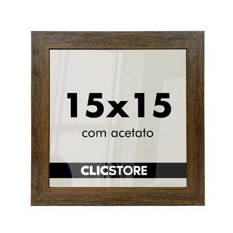 Kit 5 Molduras 15x15cm com Acetato e Fundo para Quadros Diplomas Certificados Fotos Cor:tabaco