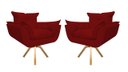 Ver imagem 1 de Kit 2 Poltronas Decorativa Opala Base Giratória Suede Vermelho Mz Decor