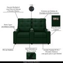 Ver imagem 6 de Poltrona do Papai Reclinável Sala de Cinema 2 Lugares Manual Baú Usb Veludo Verde Esmeralda