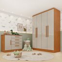 Ver imagem 1 de Conjunto Infantil com Guarda Roupa e Cômoda Harmonia Yescasa Bege/Cinamomo/Off White