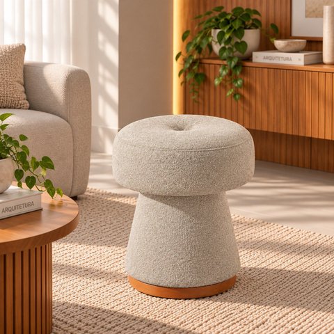 Puff Estofado Confortável Madeira Maciça Base Laminada Bloom Espresso Móveis