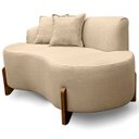 Ver imagem 1 de Sofá Orgânico 145cm Decorativo Curvo Pé de Madeira 2 Lugares Feijão Forma Orgânica Linho