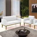 Ver imagem 2 de Namoradeira e Poltrona Base Madeira Castanho Marisa Bouclê Off White D03 - D’Rossi