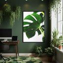 Ver imagem 2 de Quadro Decorativo Monstera Close 70x50cm Mold Preta