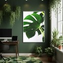 Ver imagem 1 de Quadro Decorativo Monstera Close 70x50cm Mold Preta