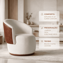 Ver imagem 3 de Poltrona Redonda Confortável Capri Compose Bouclé Corino Luxuosa p/ Sala Recepção Hall Consultório: 