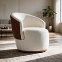 Ver imagem 6 de Poltrona Redonda Confortável Capri Compose Bouclé Corino Luxuosa p/ Sala Recepção Hall Consultório: 