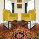 Ver imagem 2 de Kit 02 Poltronas Klara Base Ferro Preto Suede - Estopar Kit Klara Base Preta Suede Amarelo