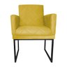 Kit 02 Poltronas Klara Base Ferro Preto Suede - Estopar Kit Klara Base Preta Suede Amarelo - 3
