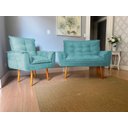 Ver imagem 2 de Kit 02 Poltronas Opala 1 Namoradeira 1 Puff Opala Bela-móveis:azul Turquesa