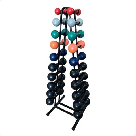Torre Suporte + Halteres Emborrachados Pares de 1 a 10kg