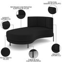 Ver imagem 3 de Chaise Longue Divã 164cm Braço Esquerdo Logus D06 Veludo Preto - Mpozenato