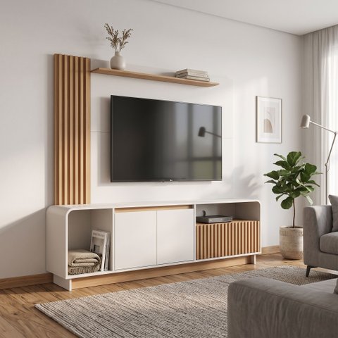 Rack com Painel Ripado para TV até 65 Polegadas 195CMX182,5cm Arizona Arkansas