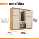 Ver imagem 3 de Guarda Roupas Casal 3 Portas de Correr com Espelho 100% Mdf Flex 6 Gavetas Argel