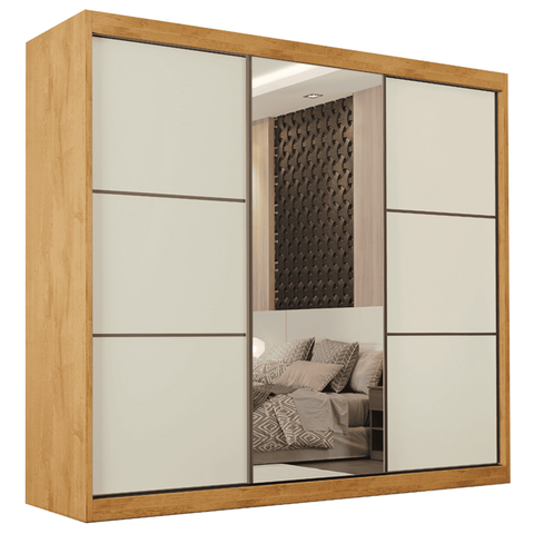 Guarda Roupas Casal 3 Portas de Correr com Espelho 100% Mdf Flex 6 Gavetas Argel