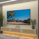 Ver imagem 1 de Estante Ripado para TV até 84 Polegadas com LED 100% MDF 230CMX250CM Majestade Native