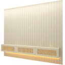 Ver imagem 3 de Estante e Home Theater Ripado para TV até 84 Polegadas com 100% MDF 230cmx250cm Led Majestade Native Bege Off White/Creme