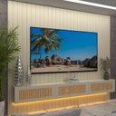 Ver imagem 7 de Estante Ripado para TV até 84 Polegadas com LED 100% MDF 230CMX250CM Majestade Native