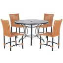 Ver imagem 1 de Mesa Ascoli 100 Cm com 4 Cadeiras Cannes de Alumínio, Pintura Preta e Trama Tela de Corda Náutica