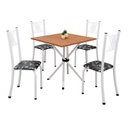 Ver imagem 2 de Conjunto de Mesa Tubular 70cm x 70cm Tampo em MDF com 4 Cadeiras Sara Branco/Preto