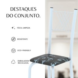 Conjunto de Mesa Tubular 70cm X 70cm Tampo em Mdf com 4 Cadeiras Sara - 6