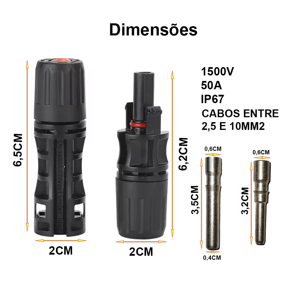 10 Pares Conector Mc4 50a 1500v Ip67 Painel Energia Solar - 2