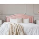 Ver imagem 1 de Cabeceira King Curva Luxo 193x60 Veludo Rosê - Tachas Prata