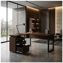 Ver imagem 1 de Mesa Escritório em “L” c/ Gaveteiro 1,70×1,60m Marsala/Preto - 34441